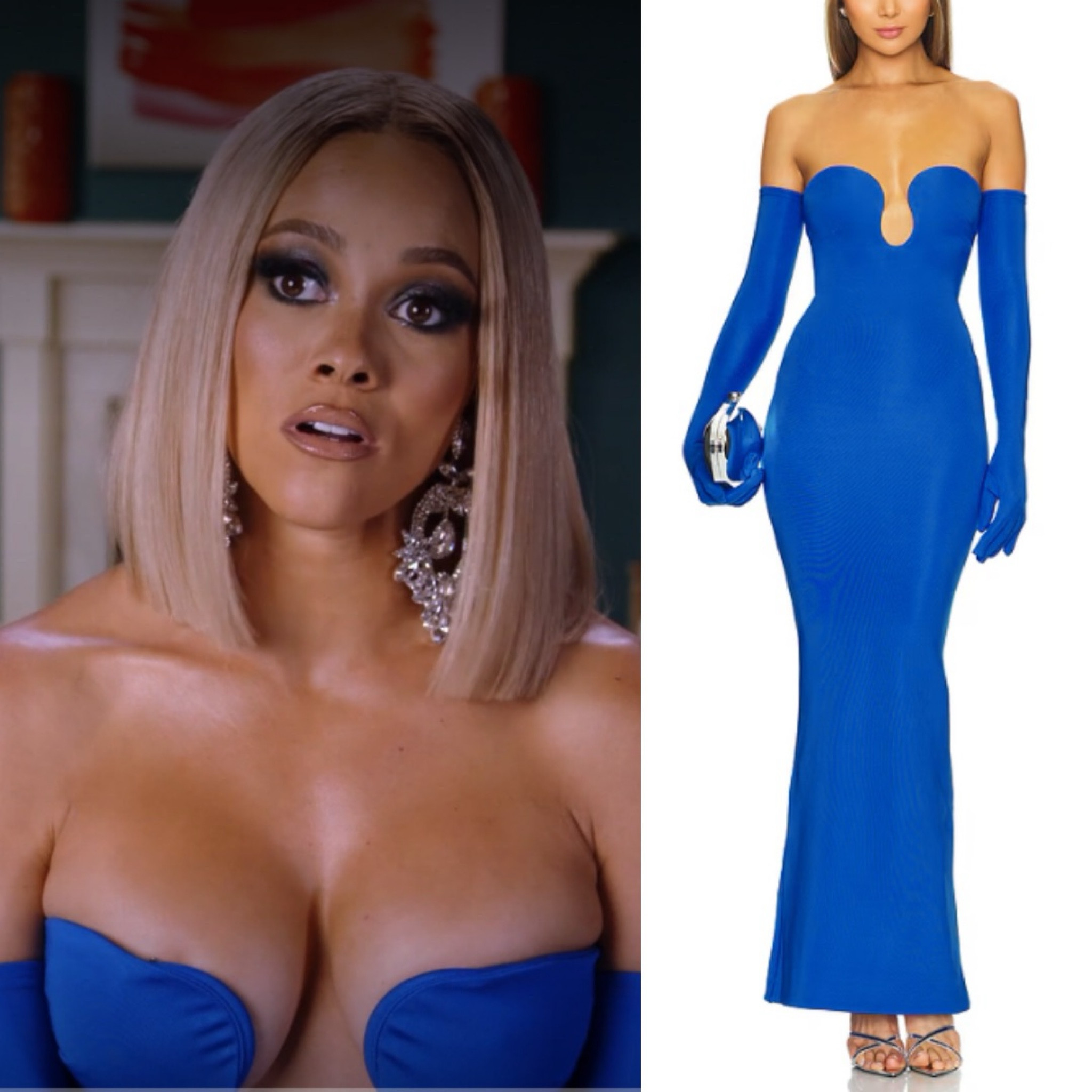Ashley Darby’s Cobalt Blue Off the Shoulder Confessional Dress