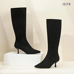 IDIFU IN3 - Botas altas hasta la rodilla para mujer, punta cuadrada, tacón bajo, botas largas de... | Amazon (US)