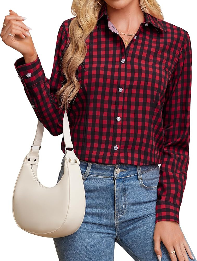 Button Down Shirts for Women Wrinkle Free Dress Shirt Classic Fit Long Sleeve Casual Business Blo... | Amazon (US)