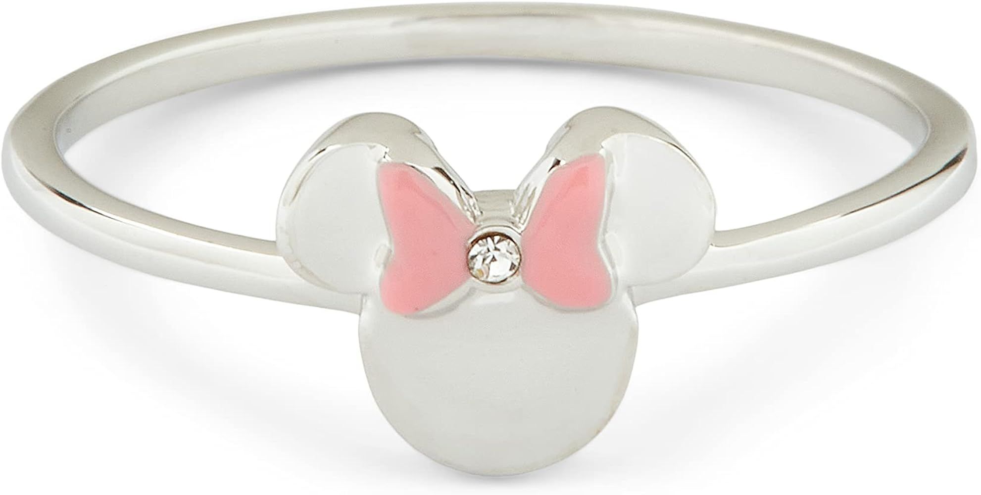 Pura Vida Silver Disney Minnie Mouse Delicate Ring w/Crystal Stone - Brass Base Band, Rhodium Pla... | Amazon (US)