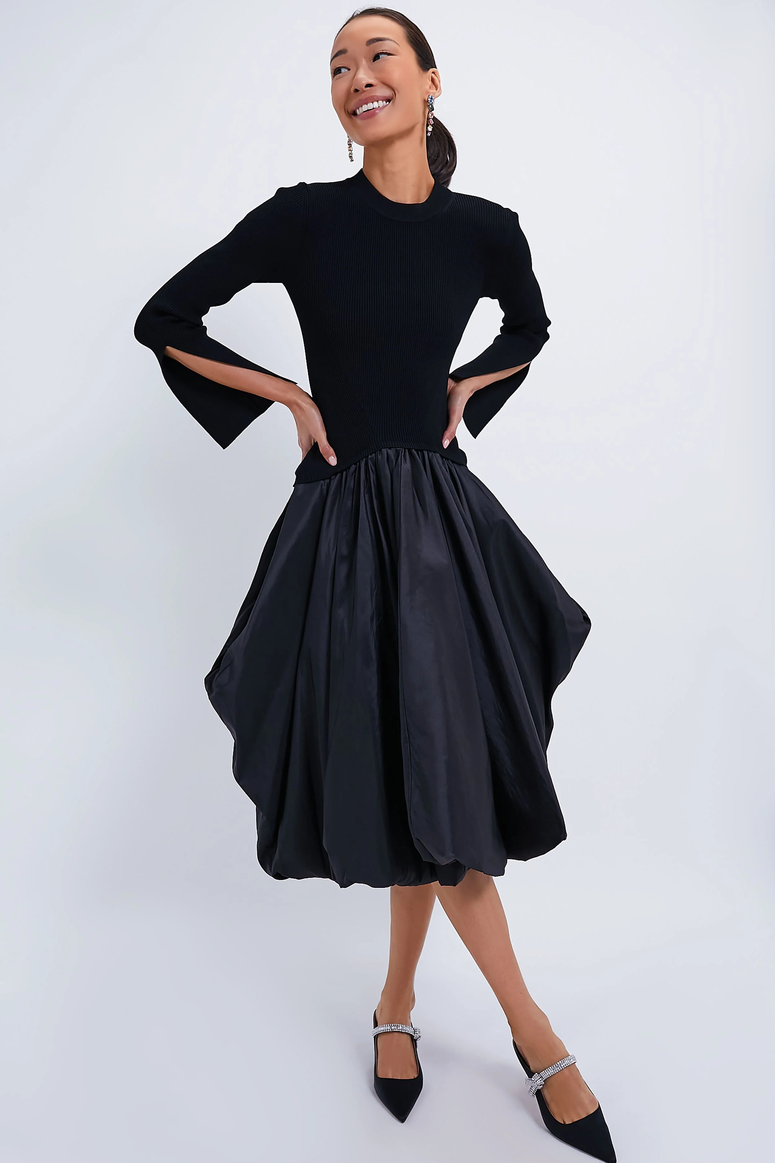 Black Kenlie Long Sleeve Mock Neck Midi Dress | Tuckernuck (US)