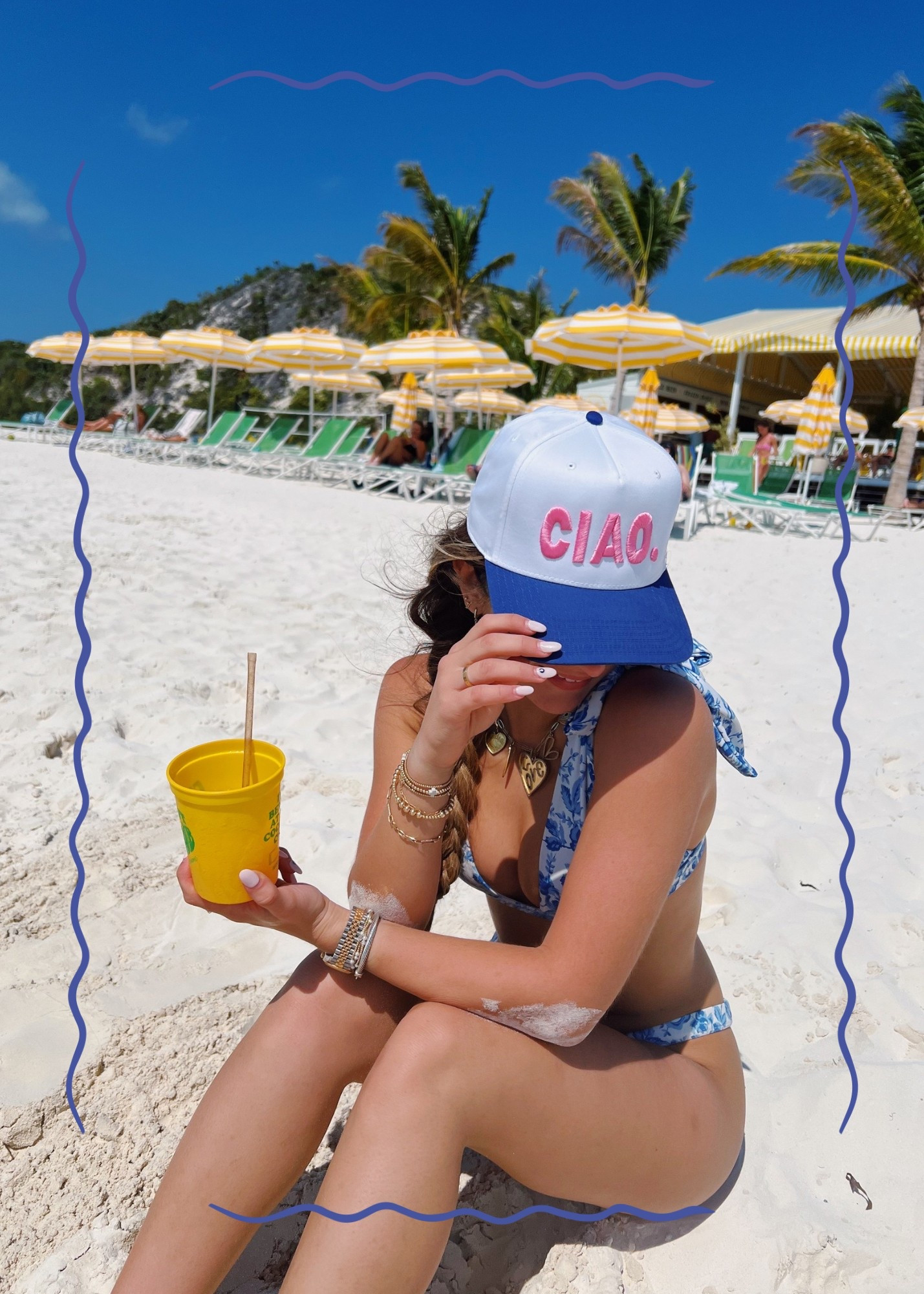Recent TikTok!!! 🌞💙 Necklace and hat is Capsbychloe.com !!!! 