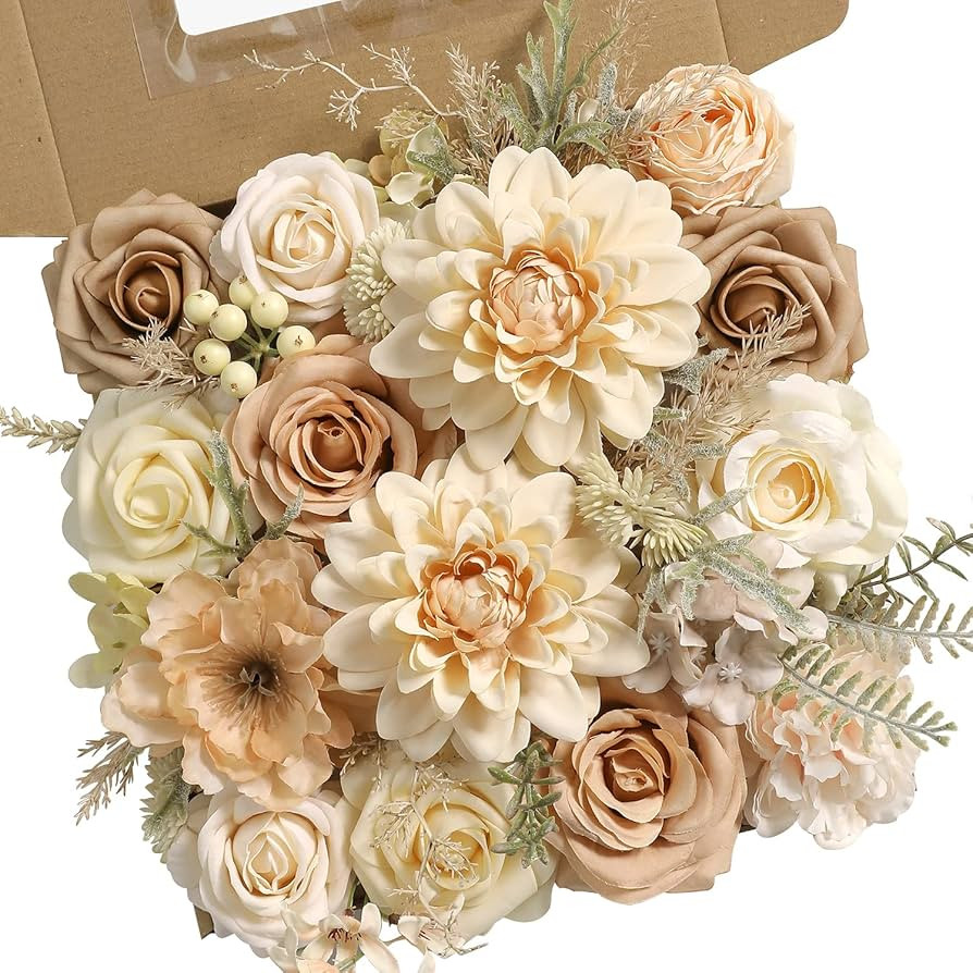 Artificial Flowers Combo Box Set Silk Flowers Fake Rose for DIY Floral Arrangements Wedding Bouqu... | Amazon (US)