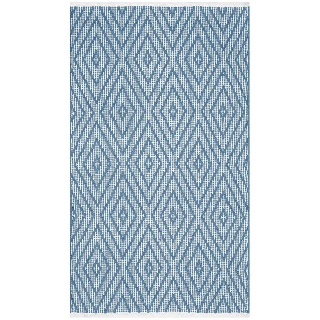 SAFAVIEH Montauk Kimberlyn Geometric Diamond Cotton Area Rug, Blue/Ivory, 2'6" x 4' | Walmart (US)