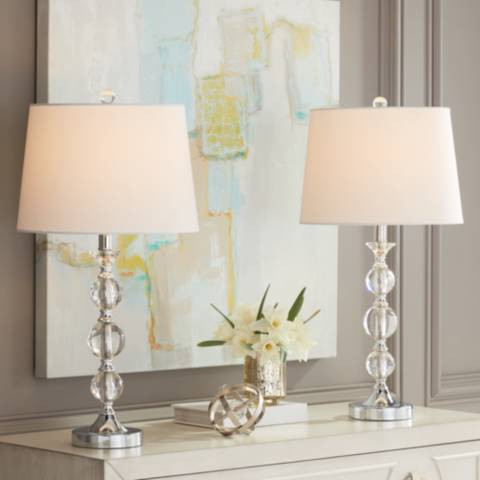 Solange Silver and Stacked Crystal Table Lamps Set of 2 | LampsPlus.com