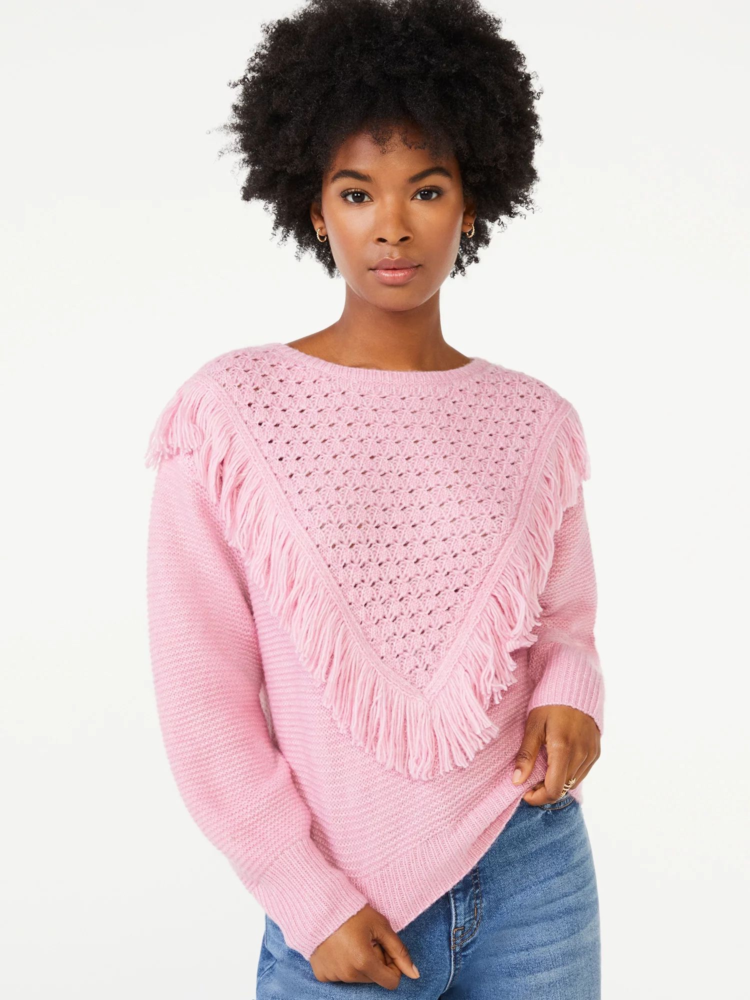 Scoop Women's Fringe Sweater | Walmart (US)