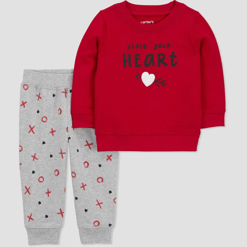 Carter's Just One You® Baby Boys' 2pc Valentine's Day Stole Your Heart Pullover Sweater & Jogger... | Target