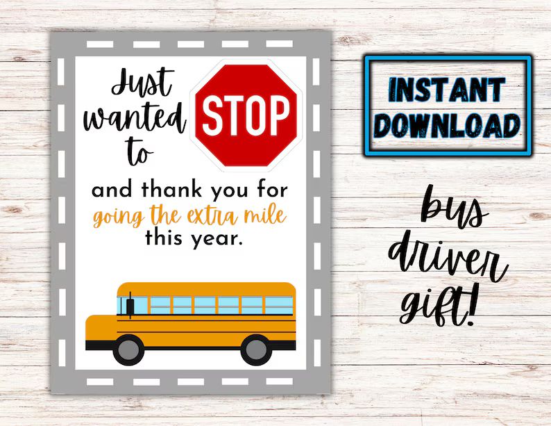 Bus Driver Thank You Gift Tag/instant Download/thank You/bus Driver Gift/end of School Gift/bus D... | Etsy (US)