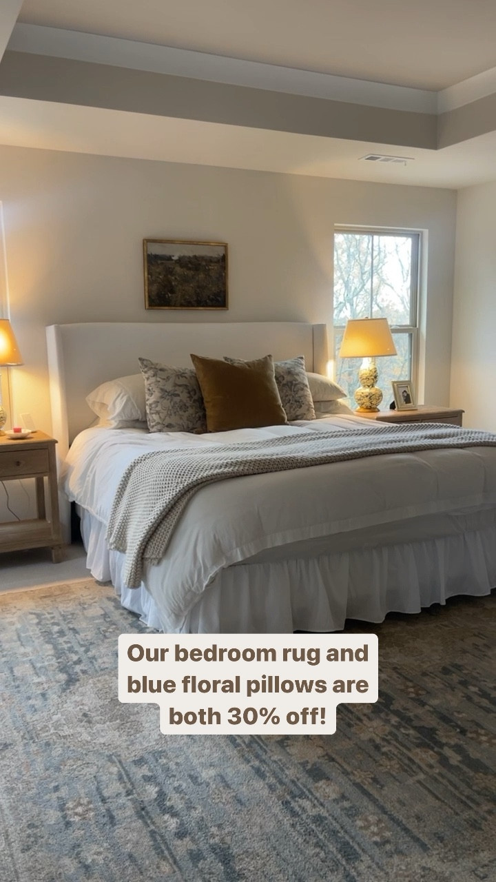 Our bedroom rug and blue floral pillows are currently 30% off!! These both have been favorites in our home for years! Love the colors. Linking most of our bedroom items here, if you have questions just DM me on Insta @prettysmitten // #earlyblackfriday #blackfriday #mcgeeandco #primarybedroom 

#LTKhome #LTKCyberWeek #LTKover40