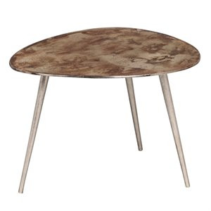 Noble House Gove Industrial Modern Aluminum End Table in Antique Nickel | Cymax