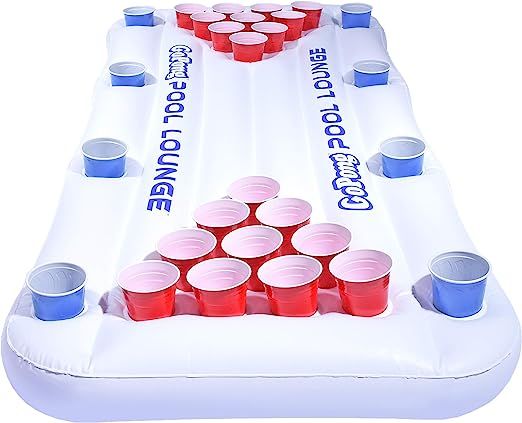 GoPong Pool Lounge Floating Beer Pong Table Inflatable with Social Floating, White, 6' | Amazon (US)