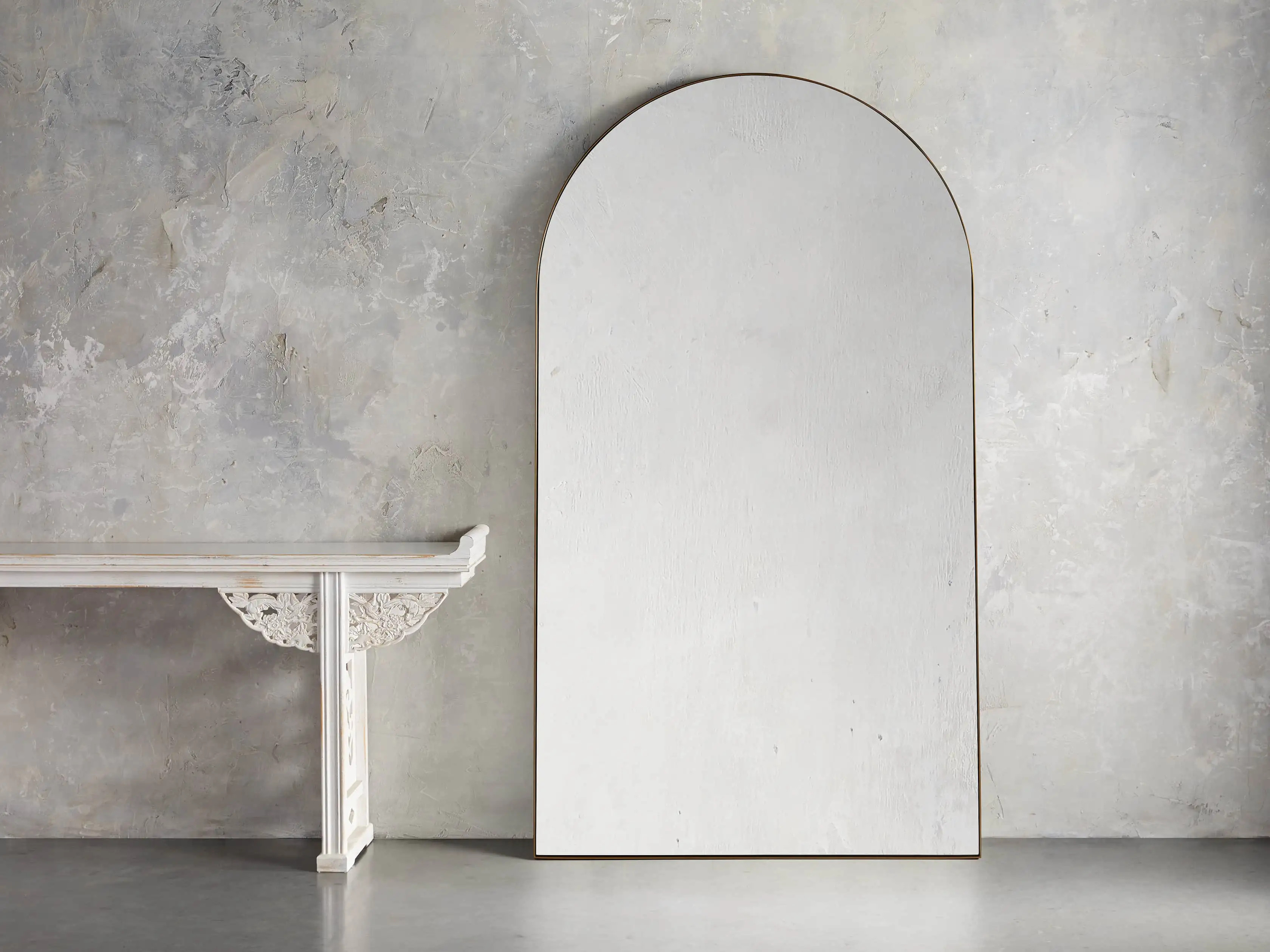 Large Floor Arch Mirror in Brass | Arhaus