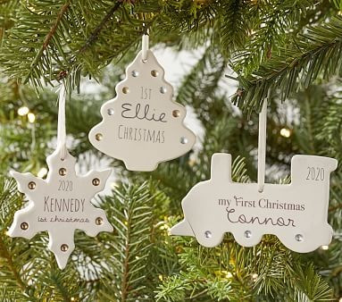 Baby's First Personalized Shaped Ceramic Ornaments | Pottery Barn Kids