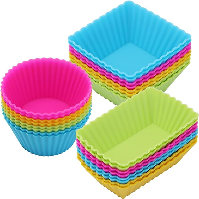 24Pack Silicone Muffin Baking Cups Cupcake Liners Lunch Box Bento Dividers | Amazon (US)