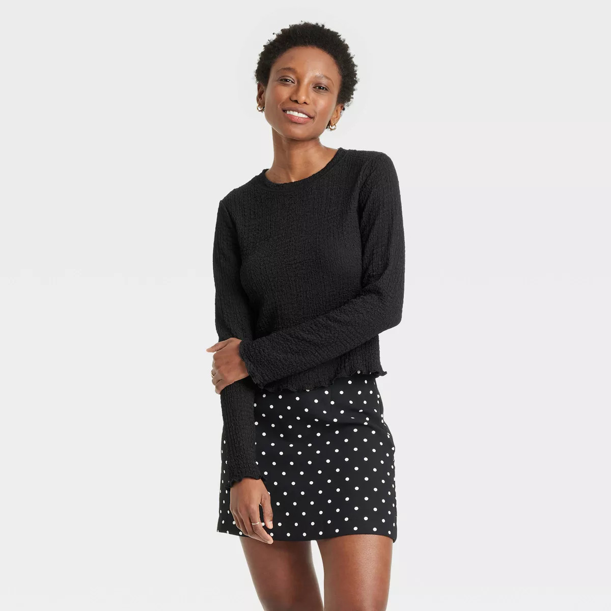 Women's Long Sleeve Crinkle T-Shirt - A New Day™ | Target