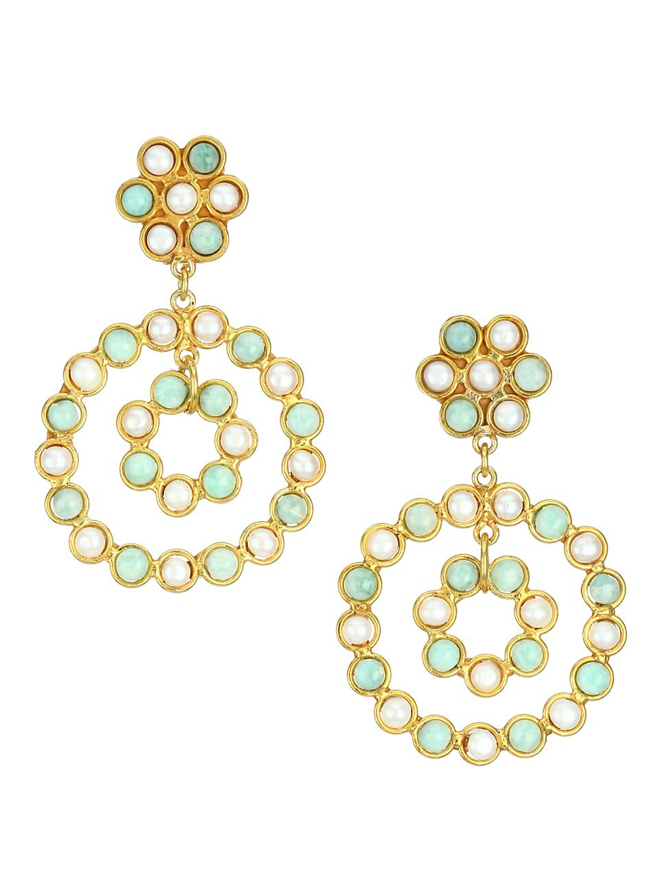 Flower Candies 22K Goldplated & Multi-Stone Clip-On Drop Earrings | Saks Fifth Avenue