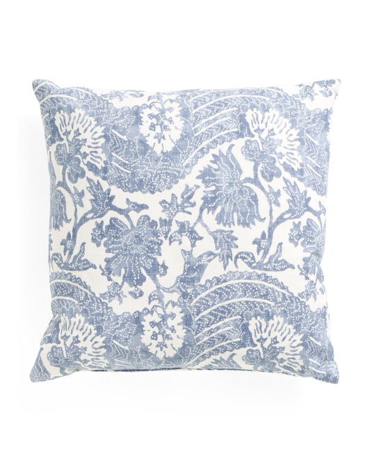 Made In Usa 22x22 Chambray Floral Pillow | TJ Maxx