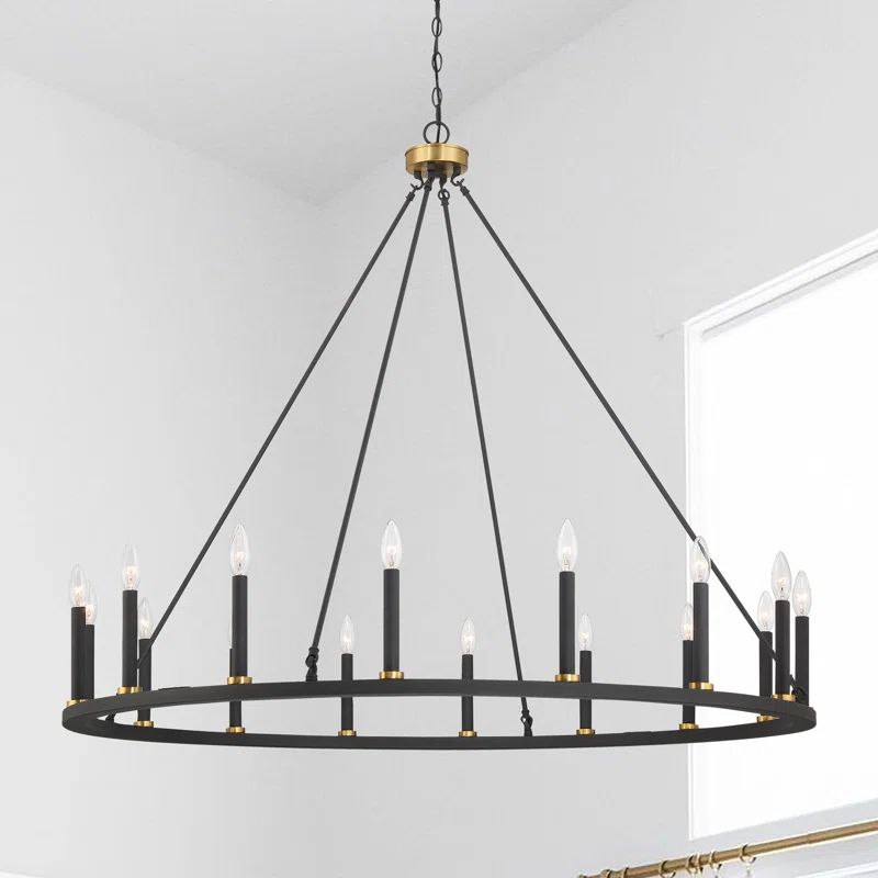 Finchley 16 - Light Dimmable LED Wagon Wheel Chandelier | Wayfair North America