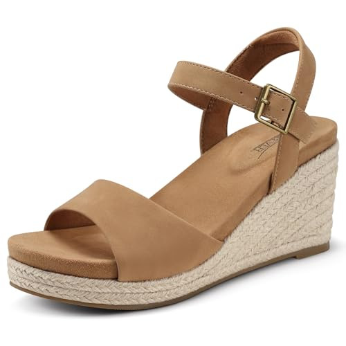 Amazon.com | SHIBEVER Women's Wedge Platform Sandals: Espadrille Dressy Comfortable Summer Open T... | Amazon (US)