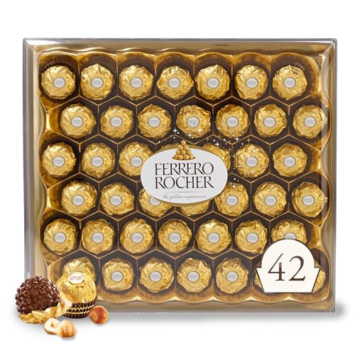 Ferrero Rocher Gourmet Hazelnut Milk Chocolate Gift Box, 42 Individually Wrapped Chocolates, 18.5 oz | Amazon (US)