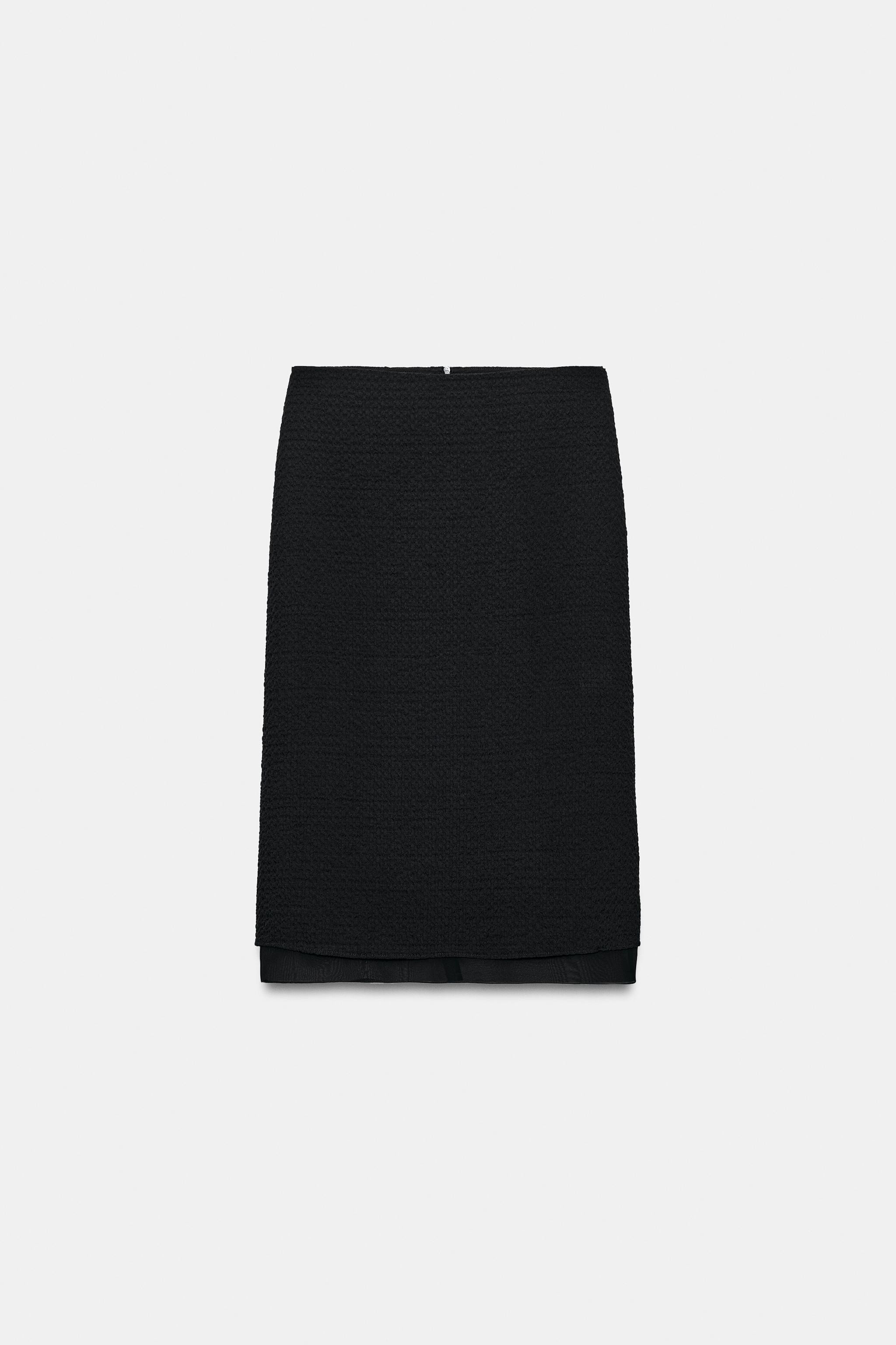 CONTRASTING FABRIC MIDI SKIRT | Zara US