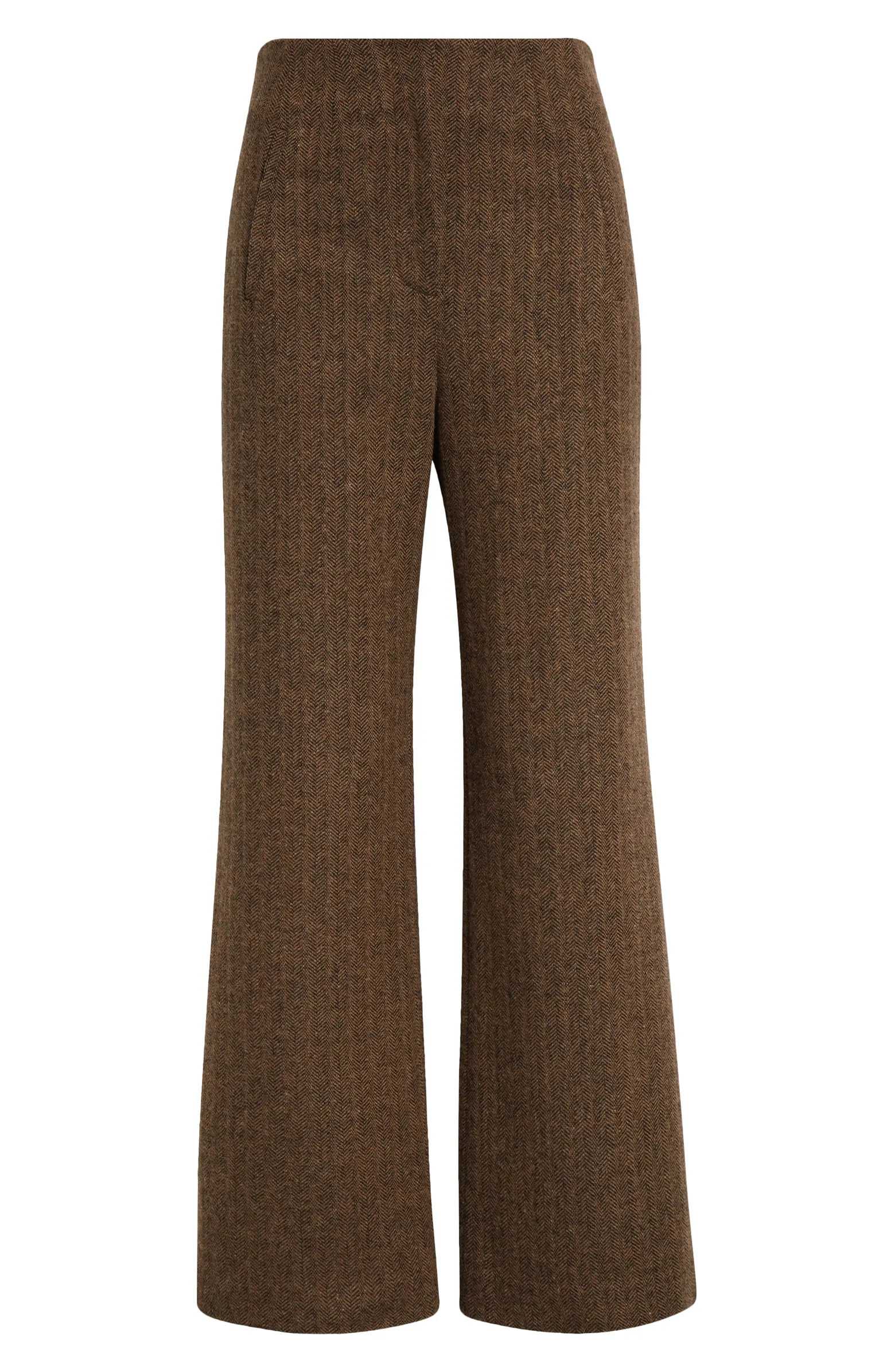Veronica Beard Dova Tweed Herringbone Crop Wide Leg Pants | Nordstrom | Nordstrom