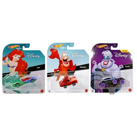 Hot Wheels Disney Character Cars Collection, The Little Mermaid Set of 3 Die-Cast Vehicles, Ages 3+ | Walmart (US)