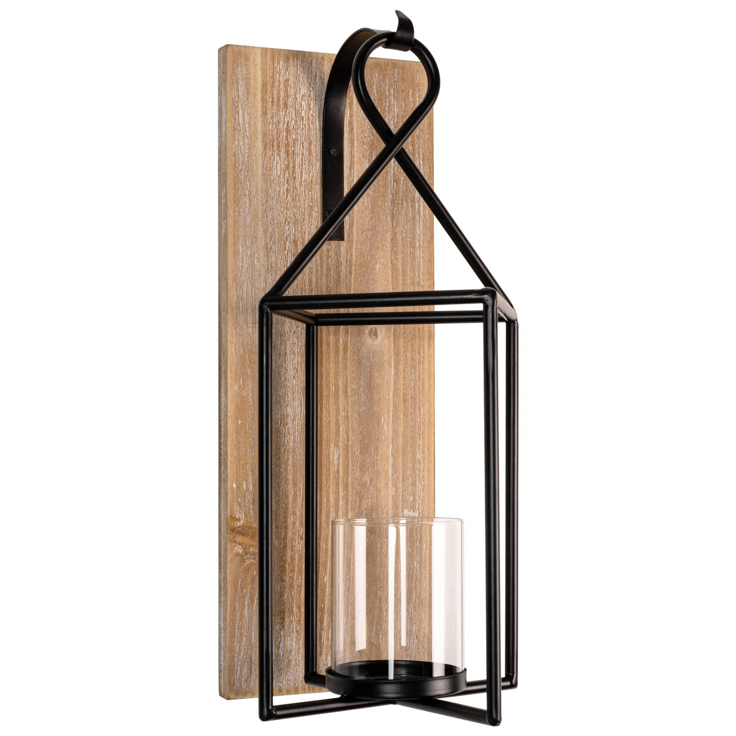 Homemory Wall Candle Sconce, Wood Rustic Candle Holder Decorative Candle Lantern with Glass Holde... | Amazon (US)