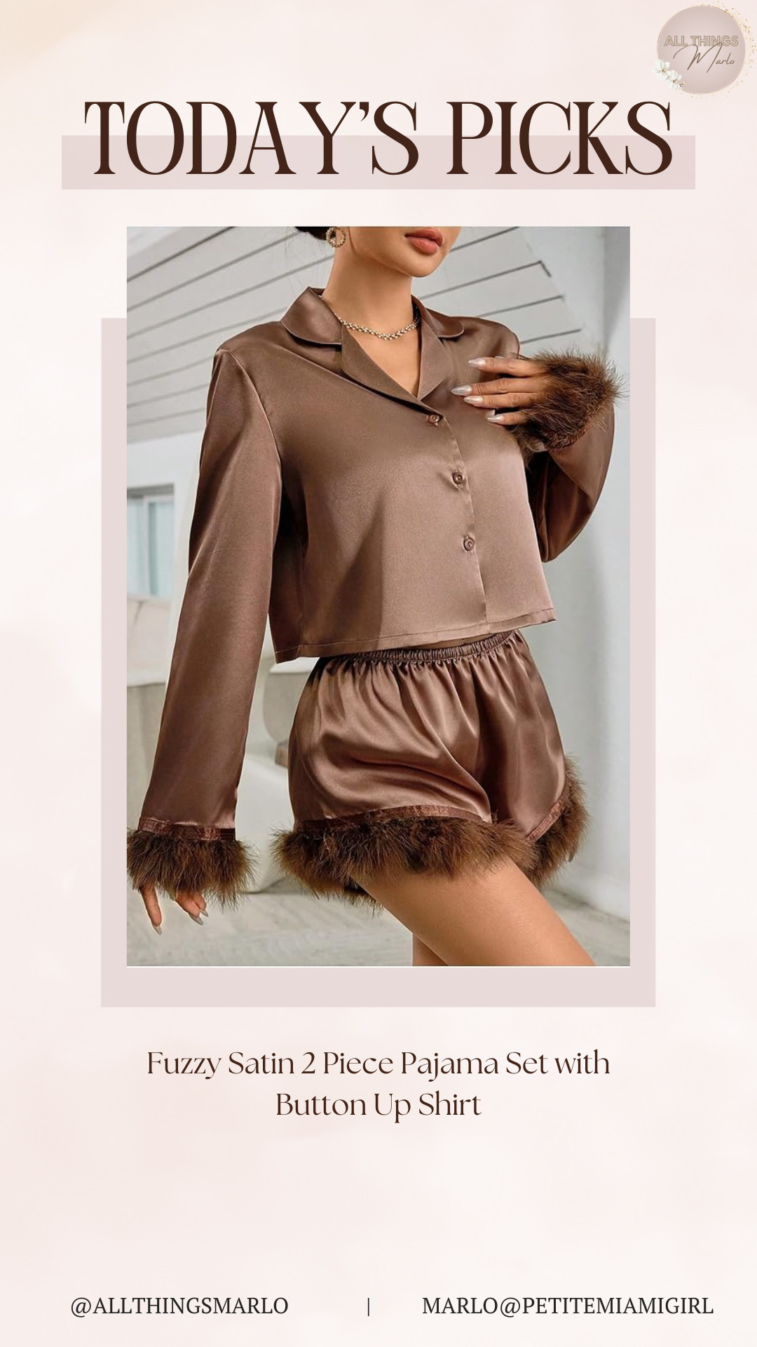 Fuzzy Satin 2 Piece Pajama Set with Button Up Shirt 

 #LTKSeasonal #LTKPetite #LTKStyleTip