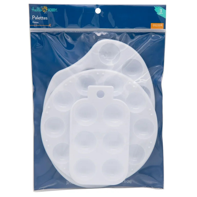 Hello Hobby White Craft Plastic Paint Palettes 3 Pack | Walmart (US)