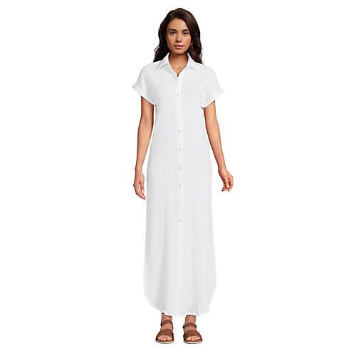 Women's Cotton Gauze Button Front Maxi Dress | Lands' End (US)