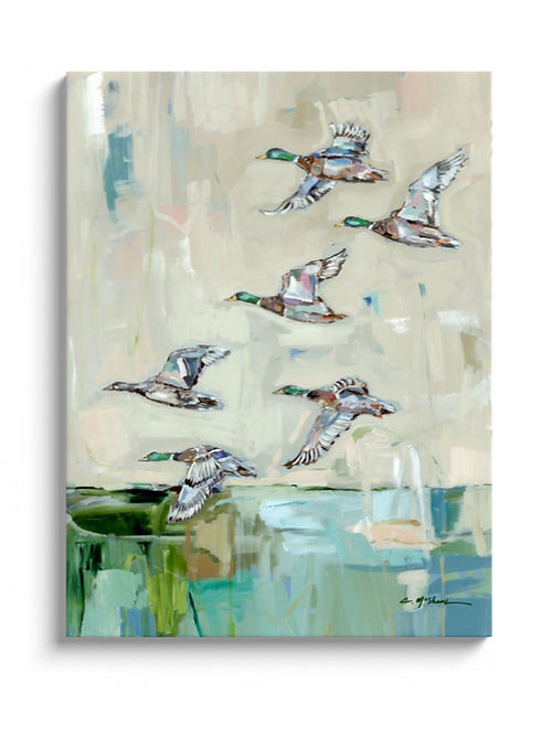 "Mallards In Flight" on canvas | Chelsea McShane Art