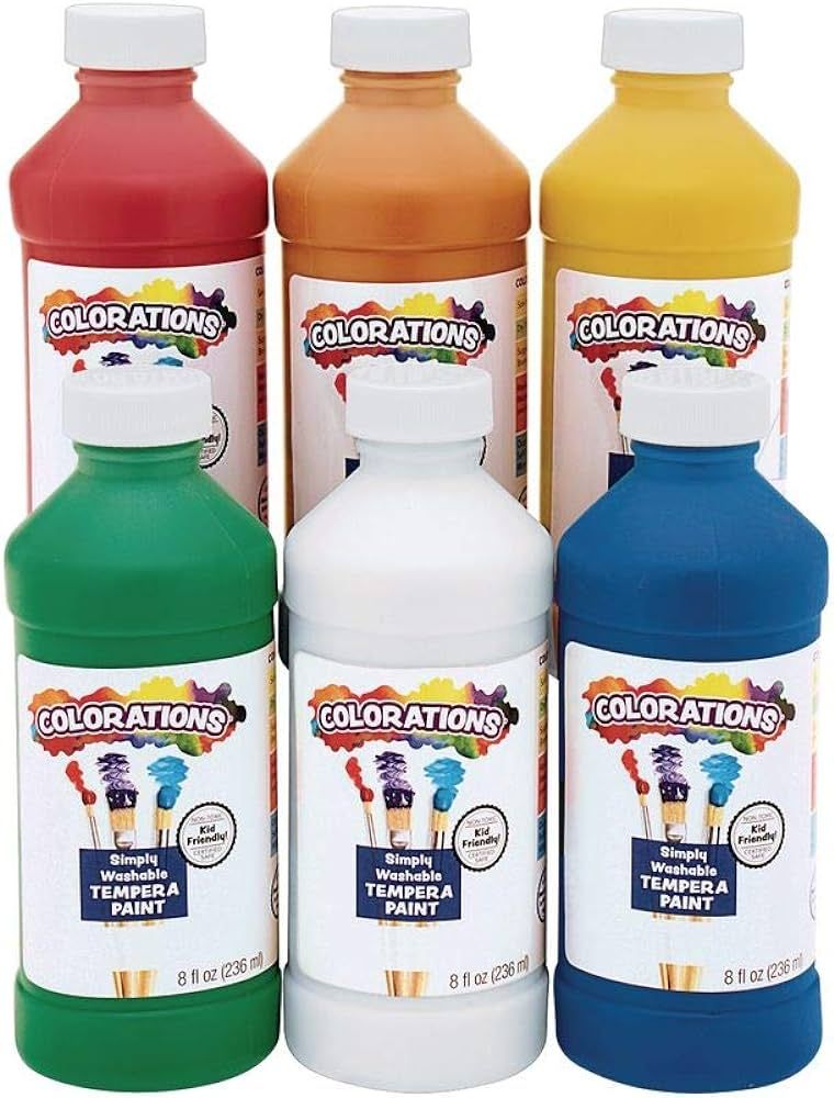 Colorations Washable Tempera Paint, Set of 6 Colors, 8oz Each, Non Toxic Paint, Vibrant Paint, Cr... | Amazon (US)