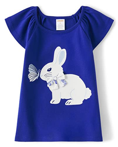 Gymboree,Girls,and Toddler Embroidered Graphic Short Sleeve T-Shirts,Navy Bunny,18-24 | Amazon (US)