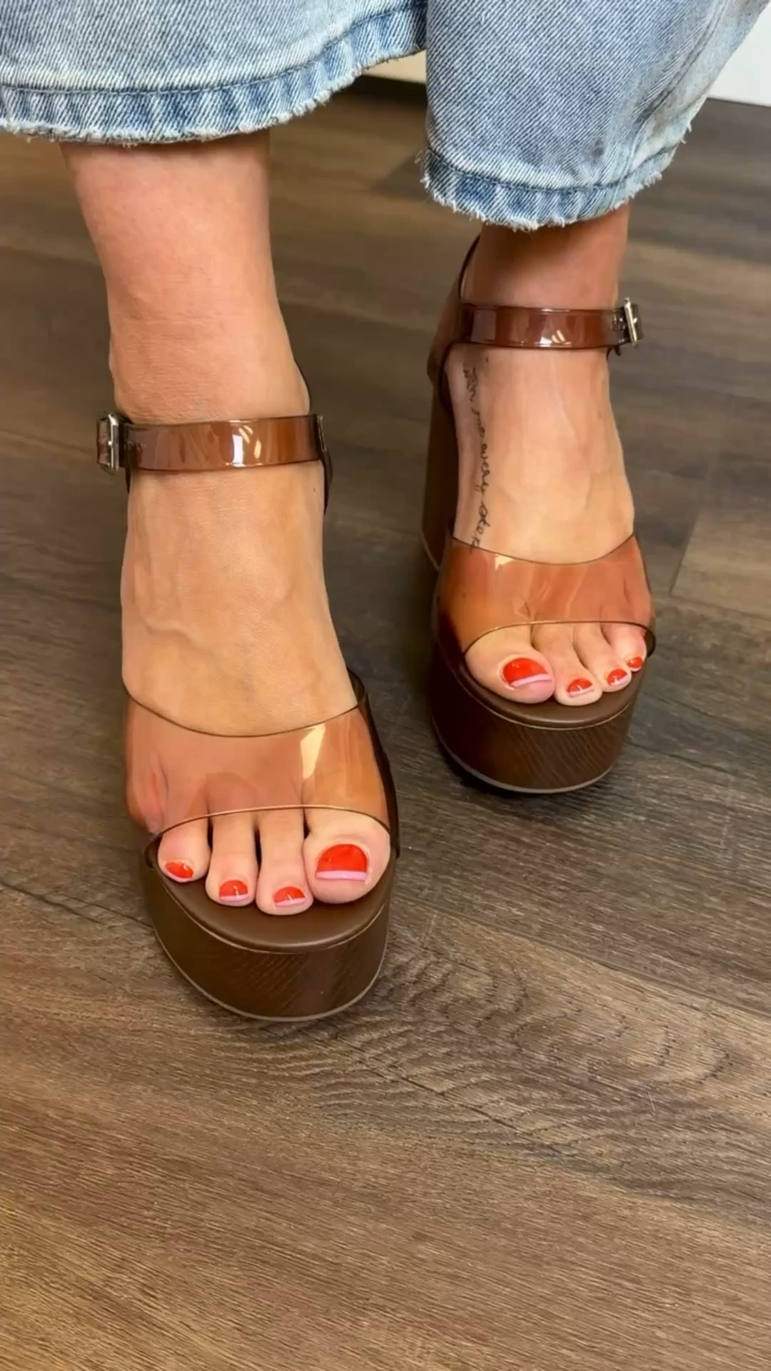 Brown see through wedges at Walmart! Fit TTS and they are under $30!

#LTKootd #LTKSeasonal #LTKWorkwear