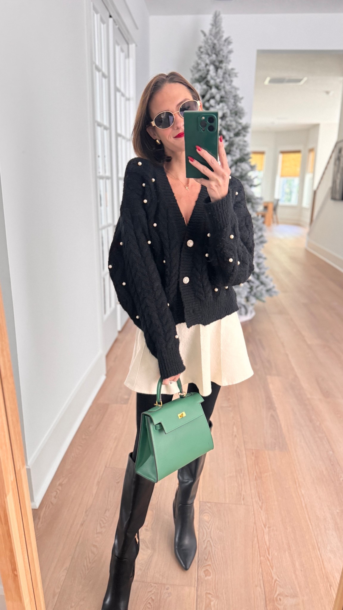 Holiday edit🎄 I shopped this pearl cardi in a size S and paired it with the knit skirt and fleece lined leggings. Shop it now! 

#LTKGiftGuide #LTKHoliday #LTKCyberWeek