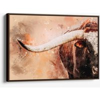 Watercolor Longhorn Bull Canvas Art Print, Modern Western Cow Wall Decor, Texas Longhorn Photo With  | Etsy (US)