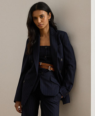 Women's Suiting-Ryen Double-Breasted Pinstripe Twill Blazer | Macy's