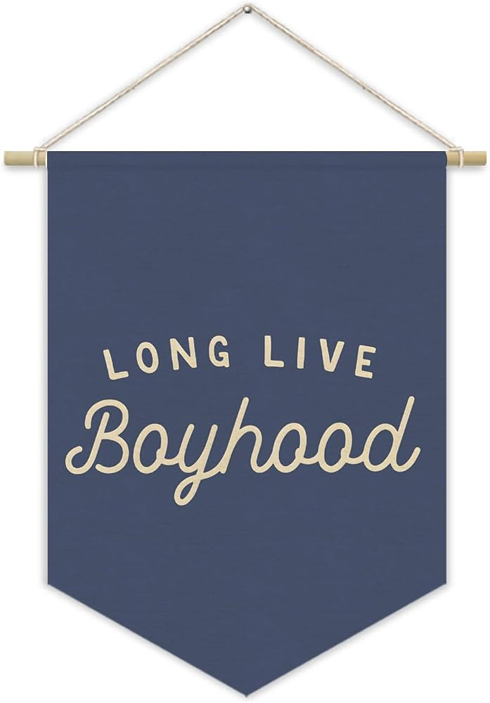 Navy Blue Boy Room Decor,Long Live Boyhood Canvas Banner Nursery Playroom Wall Decor for Boys Bed... | Amazon (US)
