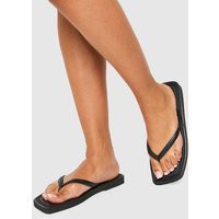 Womens Square Toe Flip Flops - Black - 4, Black | Boohoo.com (UK & IE)