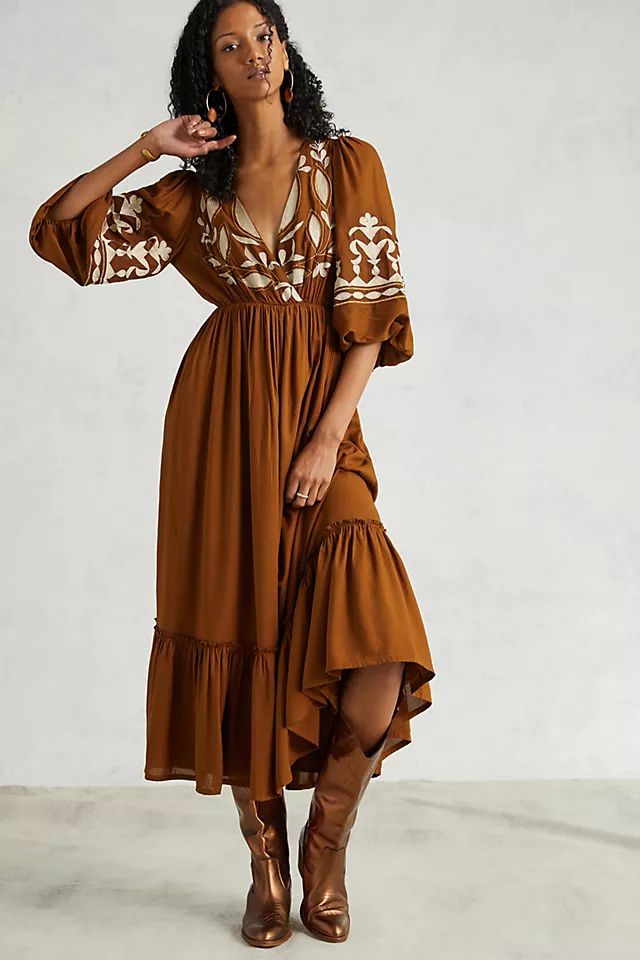 Let Me Be Embroidered Open-Back Maxi Dress | Anthropologie (US)