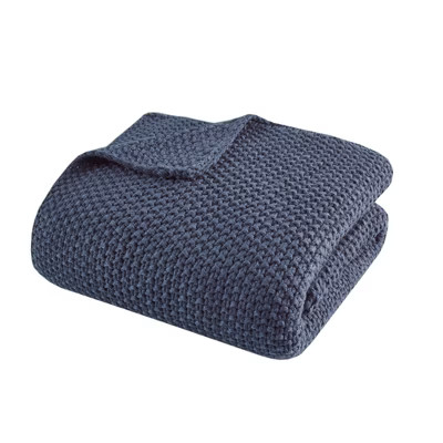 50"x60" Bree Knit Throw Blanket Indigo: Ink+Ivy Acrylic, Machine Washable, All Ages | Target