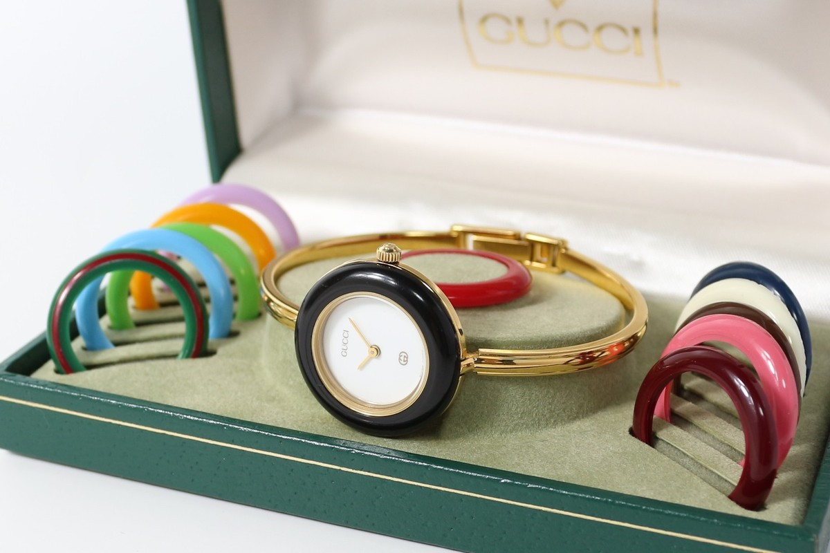 [Near MINT w/Box] GUCCI Change Bezel 11/12.2 12 Colors Quartz Gold Women's Watch | eBay | eBay US