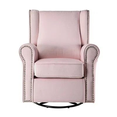 Pink Upholstered Swivel Chair With Nailhead Accents - Enhances Room Style Trim And Options | Wayfair North America