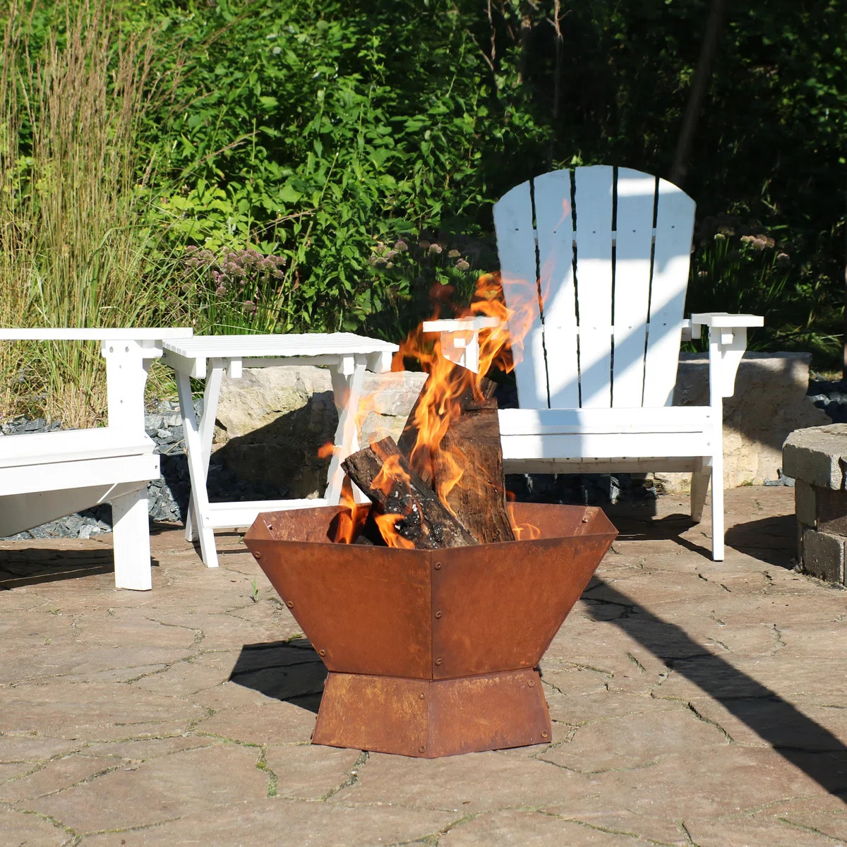Williston Forge Schulenburg 23" Hexagon Wood-Burning Rust Finish Steel Raised Outdoor Fire Pit & ... | Wayfair North America