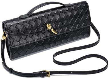 Trendy Woven Evening Clutch Purses for Women Evening Bags Handbags PU Leather Purse with Removabl... | Amazon (US)