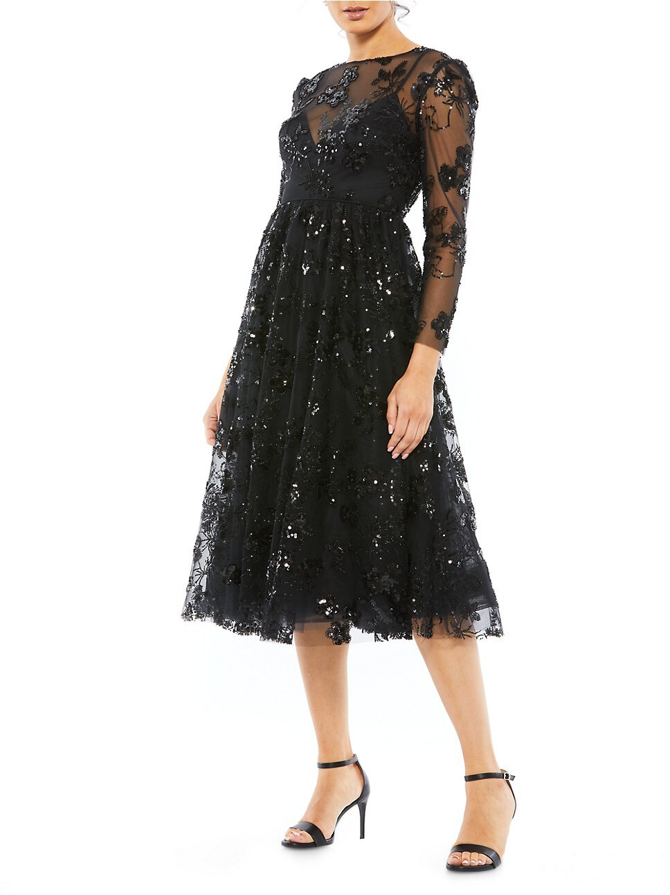 Floral Beaded & Sequined Midi-Dress | Saks Fifth Avenue