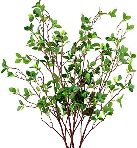 AUSTOR 4 Packs 45" Artificial Ficus Stems Faux Green Stems Ficus Branches Leaf Stem Fake Green Bu... | Amazon (US)
