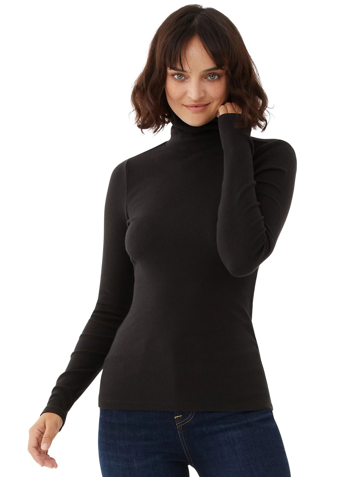 Free Assembly Women's Fine Rib Turtleneck Sweater, Lightweight | Walmart (US)