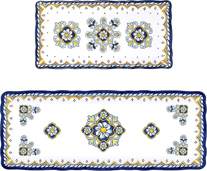 Le Cadeaux Melamine 10 x 5 inch Biscuit Tray and 15 x 6 inch Baguette Tray Serving Set, Sorrento | Amazon (US)